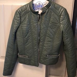 Olive green faux leather jacket